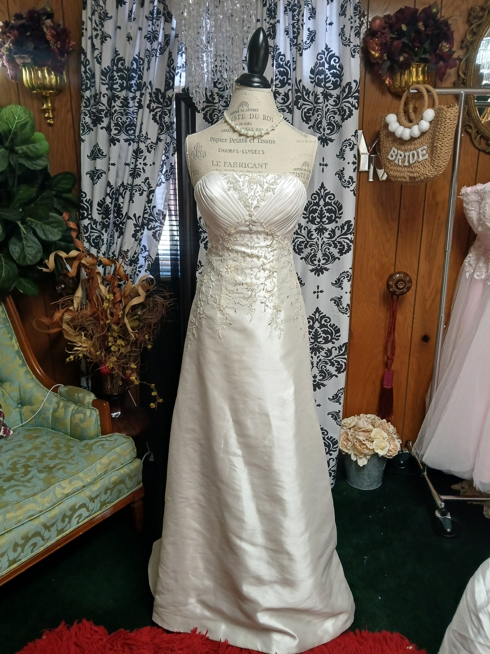 Mori Lee Ivory Strapless A-Line Wedding Gown with Embroidered Bodice